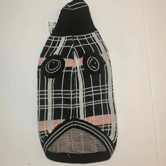 Mabel & James Plaid Dog Sweater Pink, Black Size Large - Picture 1 of 9
